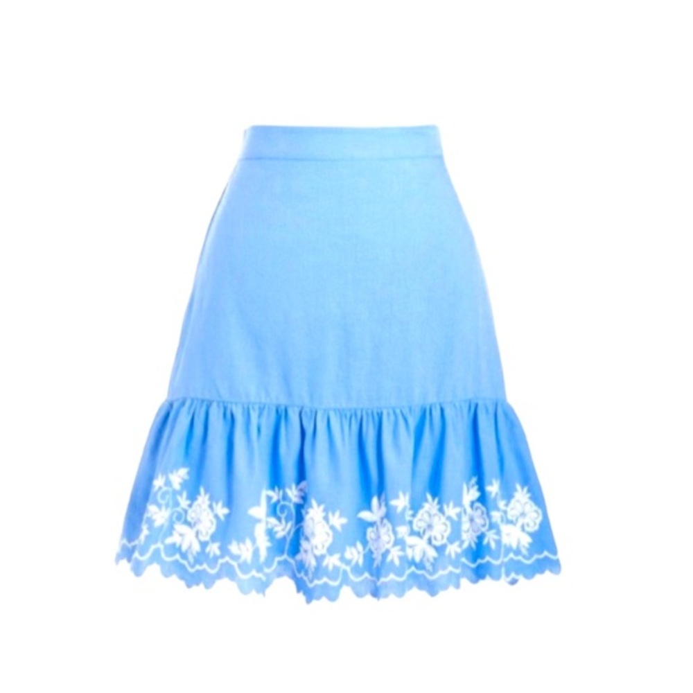 J Crew Linen Embroidered Skirt Size Small Boho Cottagecore